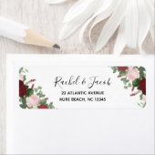 Burgund & Pink Floral Wedding Rücksendeadresse (Insitu)