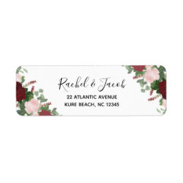 Burgund & Pink Floral Wedding Rücksendeadresse