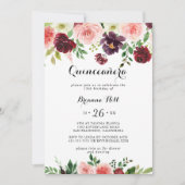 Burgund Pink Lila Frühling Blumenkatze Einladung (Vorderseite)