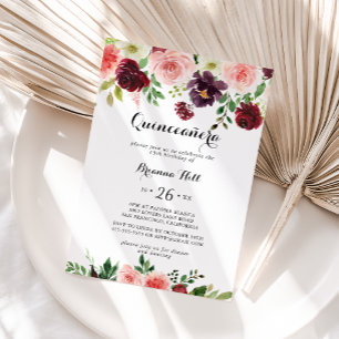 Burgund Pink Lila Frühling Blumenkatze Einladung