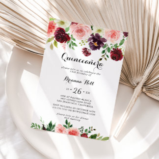 Burgund Pink Lila Frühling Blumenkatze Einladung