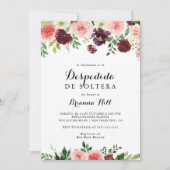 Burgund Pink Lila Spring Spanisches Brautparty Einladung (Vorderseite)