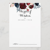 Burgund Pink Navy Bloralhochzeiten Worte der Weish Hinweiskarte (Vorderseite)