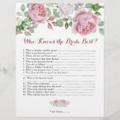 Burgund Pink Rose Brautparty Games Flyer (Hinten)