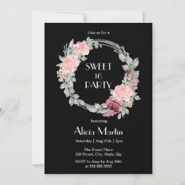 Burgund Pink Rose Elegant Flora Sweet 16 Geburtsta Einladung