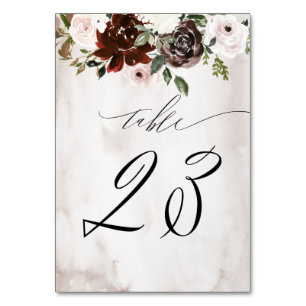 Burgund Pink Rose Wasserfarbe Blumennr. 23 Hochzei Tischnummer