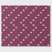 Burgund Pink Roter Glitzer Weiße Kisses Lippen Geschenkpapier (Flach)