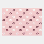 Burgund Pink Roter Glitzer Weiße Kisses Lippen Geschenkpapier Set (Vorderseite 3)