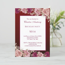 Burgund Plum Geburtstagsparty Elegante Moderne Einladung
