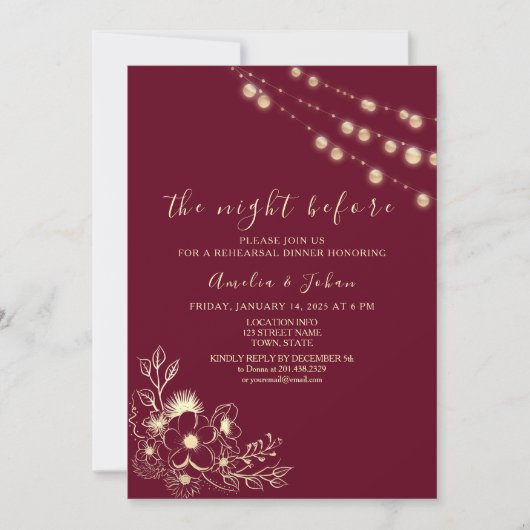 Burgund Probe Dinner Einladung (Vorderseite)