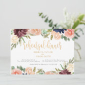 Burgund Probe Dinner Flora Landschaft Einladung (Stehend Vorderseite)