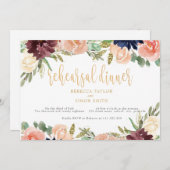 Burgund Probe Dinner Flora Landschaft Einladung (Vorne/Hinten)
