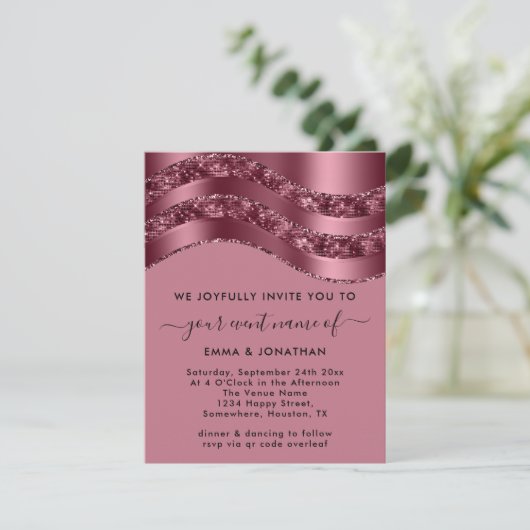 Burgund QR Code Rose Wedding Bridal Pink (Stehend Vorderseite)