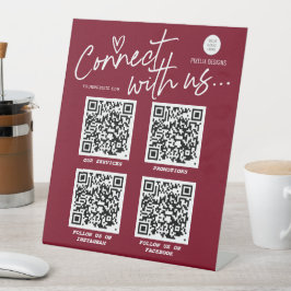 Burgund QR-Code verbinden uns mit modernen Netzwer Sockelschild