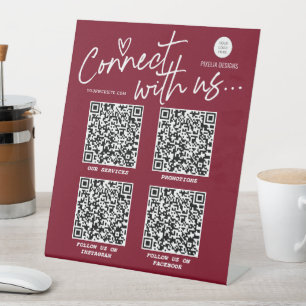 Burgund QR-Code verbinden uns mit modernen Netzwer Sockelschild