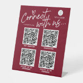 Burgund QR-Code verbinden uns mit modernen Netzwer Sockelschild (Vorderseite)
