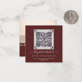 Burgund QR SCANNING CODE Wedding Website FOTO No Mitteilungskarte (Vorderseite/Rückseite Beispiel)