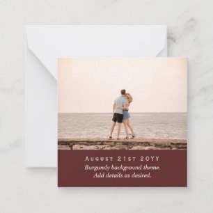 Burgund QR SCANNING CODE Wedding Website FOTO No Mitteilungskarte