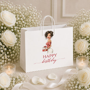 Burgund quirky Frau Deep Red Script Geburtstags-gi Große Geschenktüte