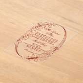 Burgund Rahmen Spanisch Quinceanera Acryleinladungen (Ablage )