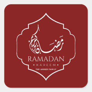 Burgund Ramadan Kareem Personalisierter Islamische Quadratischer Aufkleber