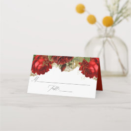 Burgund Red and Gold Vintage Rose Hochzeit Platzkarte