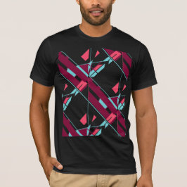 Burgund Red Aqua Diagonal Südwestliche Kunst Abstr T-Shirt