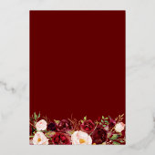 Burgund Red Blush Floral Wedding Rose Gold Folieneinladung (Rückseite)