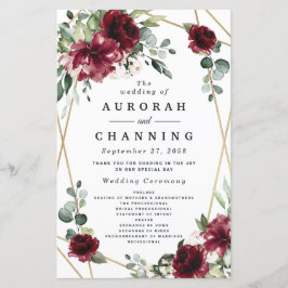 Burgund Red Blush Gold Greenery Hochzeitsprogramme