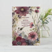 Burgund Red Blush Greenerity Wedding Einladung (Stehend Vorderseite)