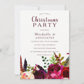 Burgund Red Boho Blumenarbeit Weihnachtsfeiertag P Einladung (Vorderseite)