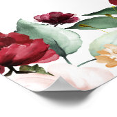 Burgund Red Floral 6-Tisch Hochzeitstabelle Poster (Ecke)