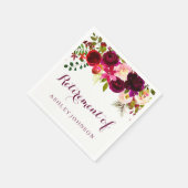 Burgund Red Floral Boho Ruhestand PartyBurgund Serviette (Ecke)