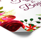 Burgund Red Floral Boho Wedding Party Poster (Ecke)