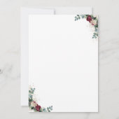 Burgund Red Floral Gold Glitzer Graduation Party Einladung (Rückseite)