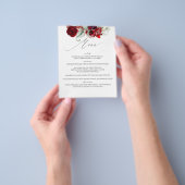 Burgund Red Floral Wedding Menu Flyer (Gruppe)