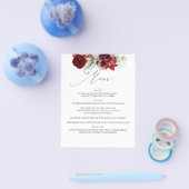 Burgund Red Floral Wedding Menu Flyer (Einzeln)
