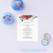 Burgund Red Floral Wedding Menu Flyer (Einzeln)