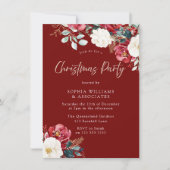Burgund Red Floral Work oder Family Christmas Part Einladung (Vorderseite)