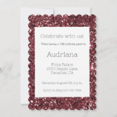 Burgund Red Glitzy Glitzer Sparkle 16. Geburtstag Einladung (Vorderseite)