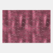 Burgund Red Glitzy Glitzer Streifen Geschenkpapier Set (Vorderseite)
