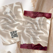 Burgund Red Gold Agate Elfenbeinseide QR Code Hoch Einladung