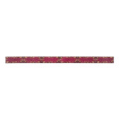Burgund Red Gold Blume Holiday Satin Ribbon Satinband (Vorderseite)