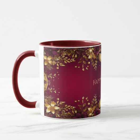 Burgund Red Gold Blume Tasse (Links)