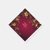 Burgund Red Gold Blume Urlaub Neapel Serviette (Ecke)