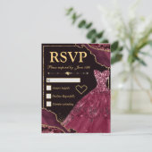 Burgund Red & Gold Glitzer Agate & Dress Sweet 16 RSVP Karte (Stehend Vorderseite)