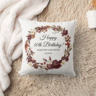 Burgund Red Mauve Herbst Blume 30. Geburtstag Kissen