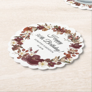 Burgund Red Mauve Herbst Blume 50. Geburtstag Untersetzer