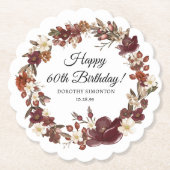 Burgund Red Mauve Herbst Blume 60. Geburtstag Untersetzer (Vorderseite)