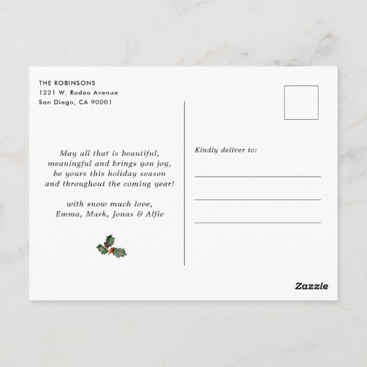 Burgund Red Modern Botanischer 3 Foto Urlaub Postkarte (Rückseite)